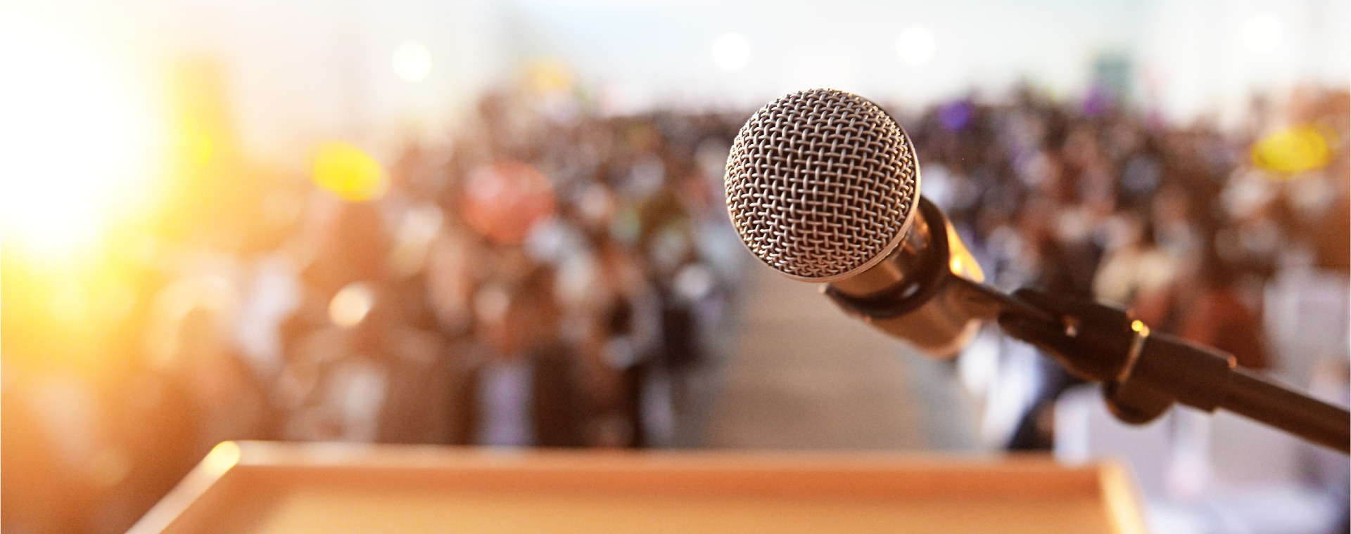 A microphone at a podium