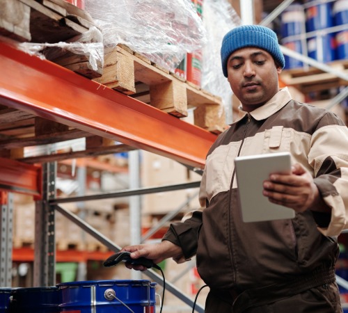 Man scanning inventory