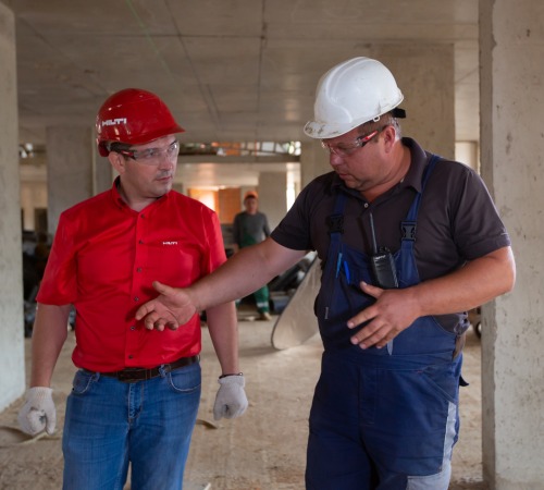 Construction managers talking